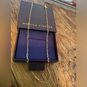 Monica Vinader Mini Paperclup Gold Link Chain Necklace Adjustable